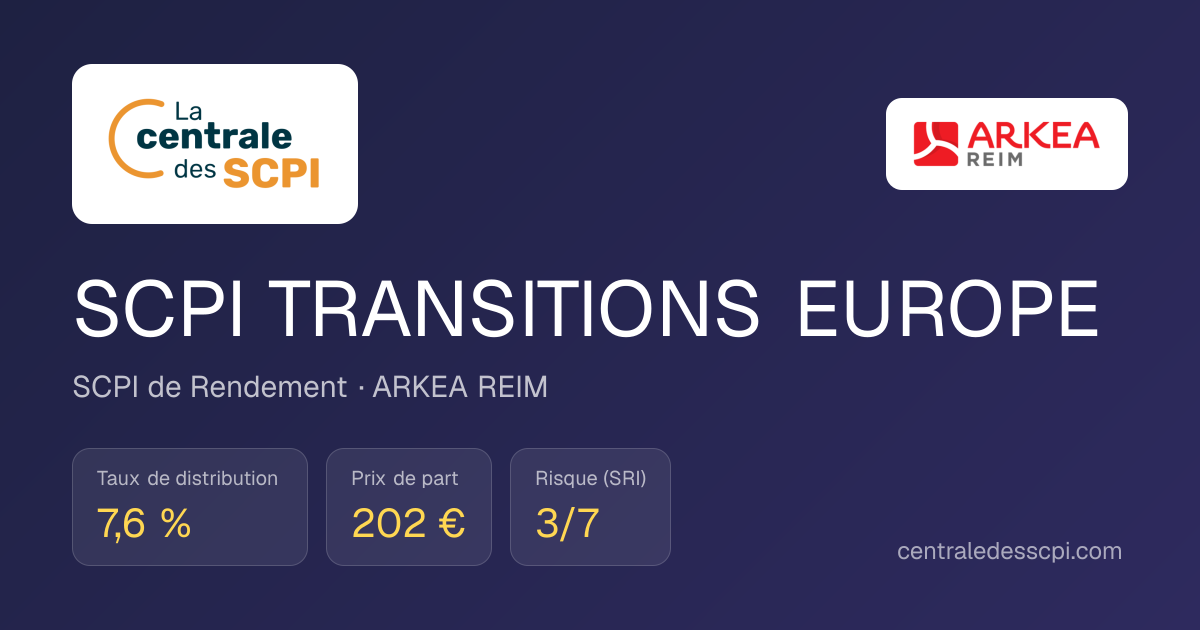SCPI Transitions Europe : avis, rendement et frais 2026